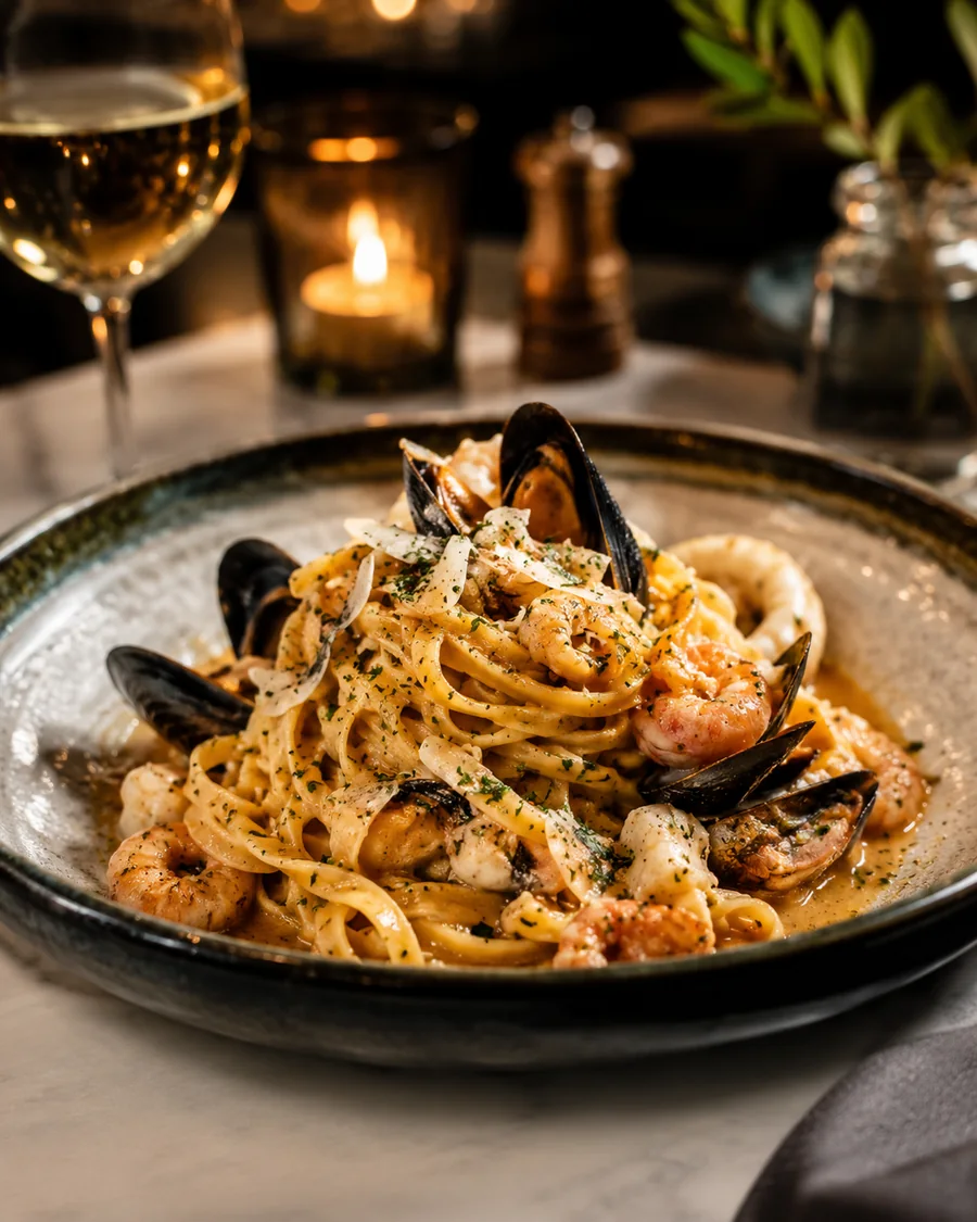 Pasta artesanal con frutos del mar